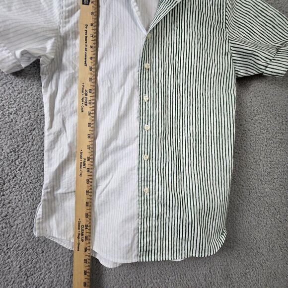 Seaplane Mens XXS White Green Striped Button Up Shirt Beach Surf Made In USA - Picture 6 of 6